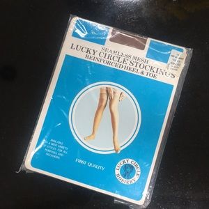 Vintage Lucky Circle Mesh FF Stockings Size9.5 30”